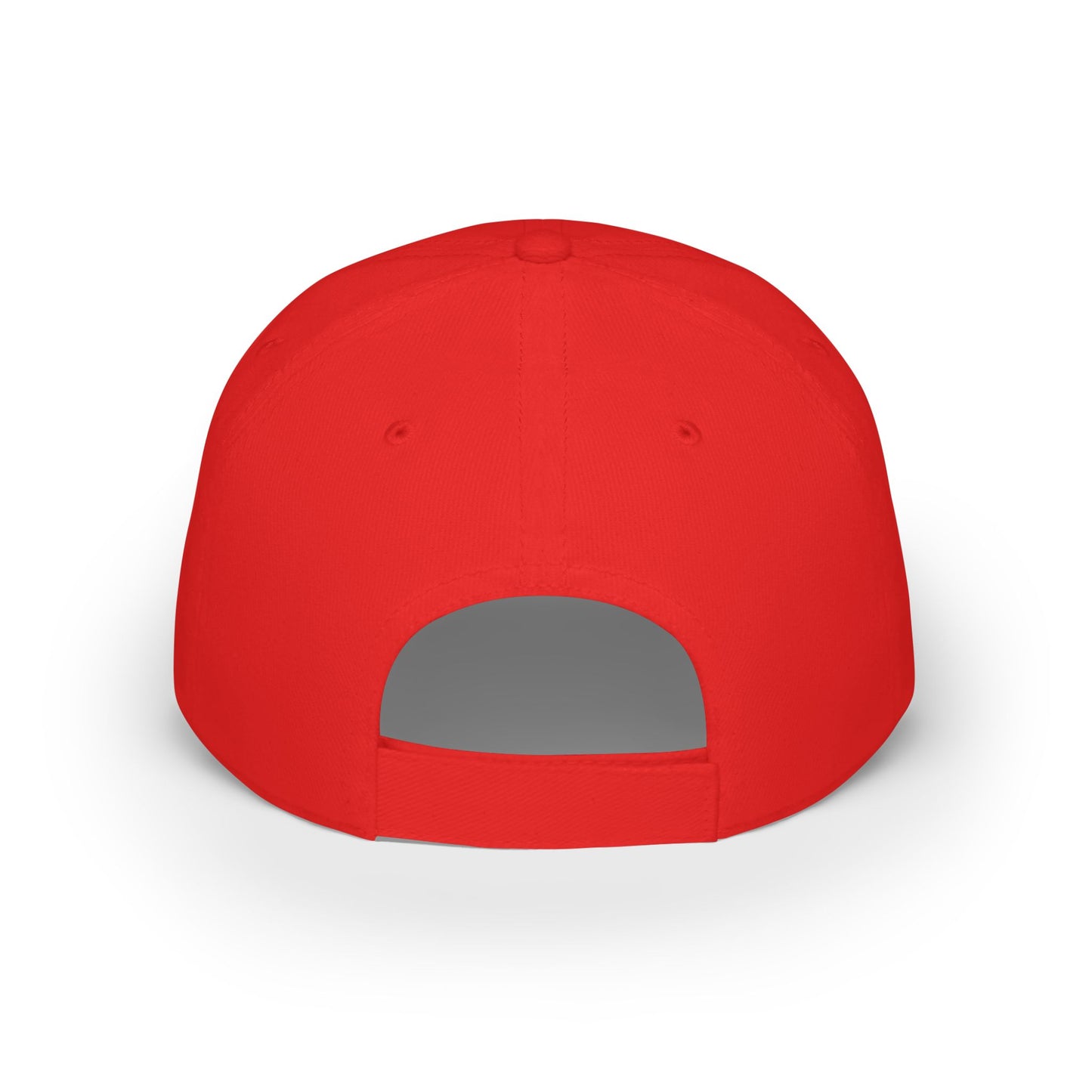 Red cap with a gray patch on a white background