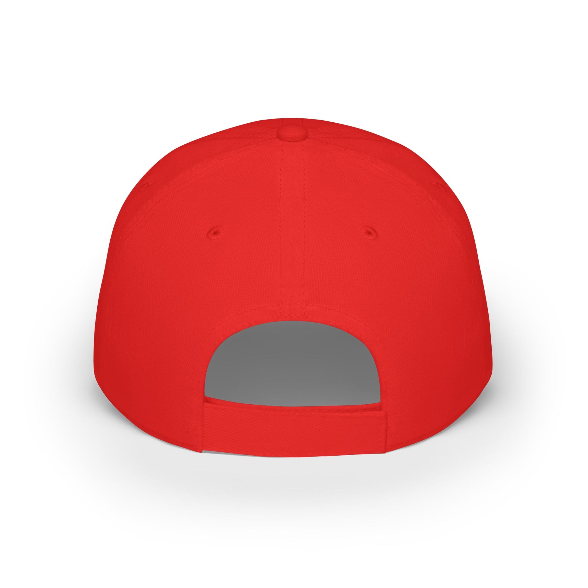 Red cap with a gray patch on a white background
