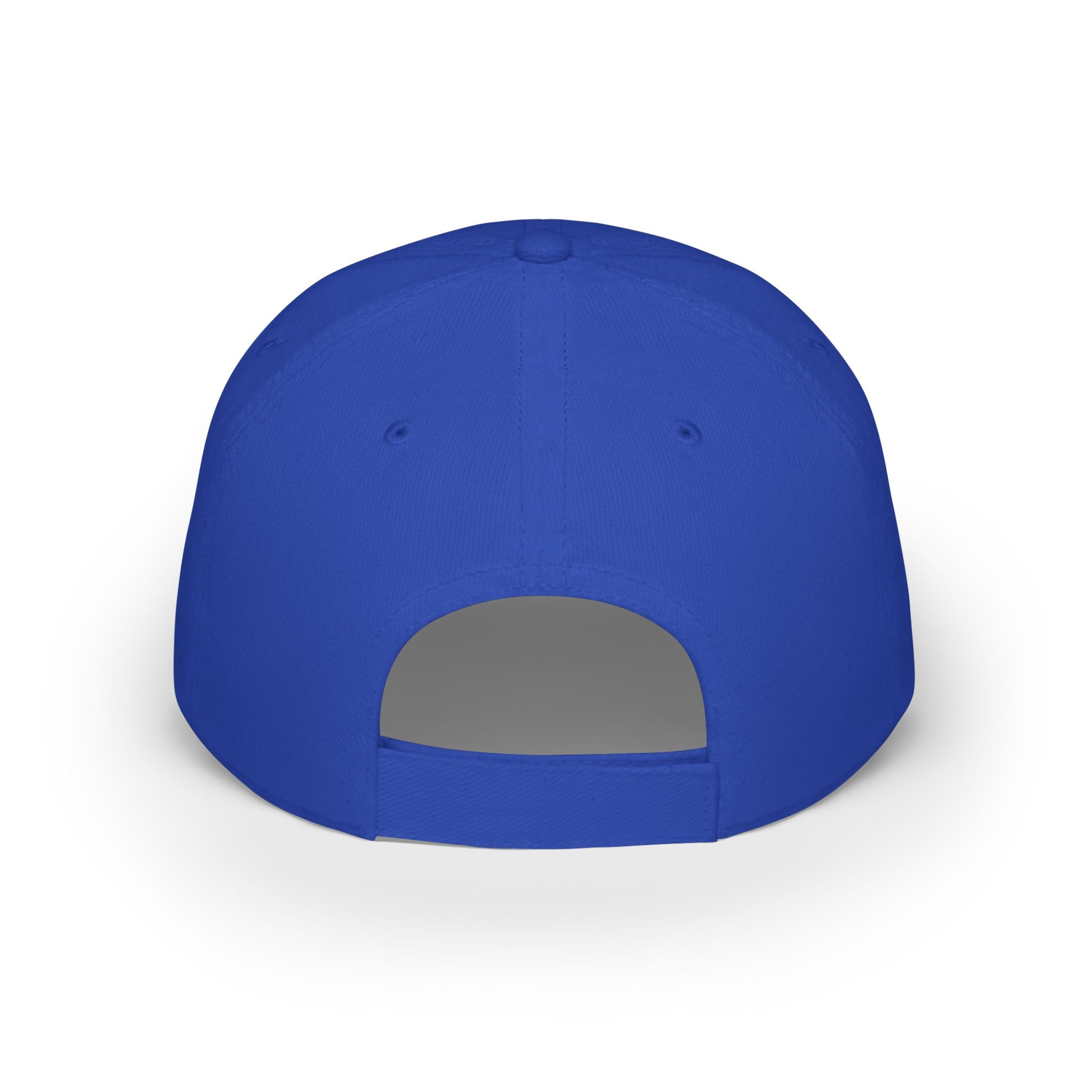 Blue cap with a gray patch on a white background